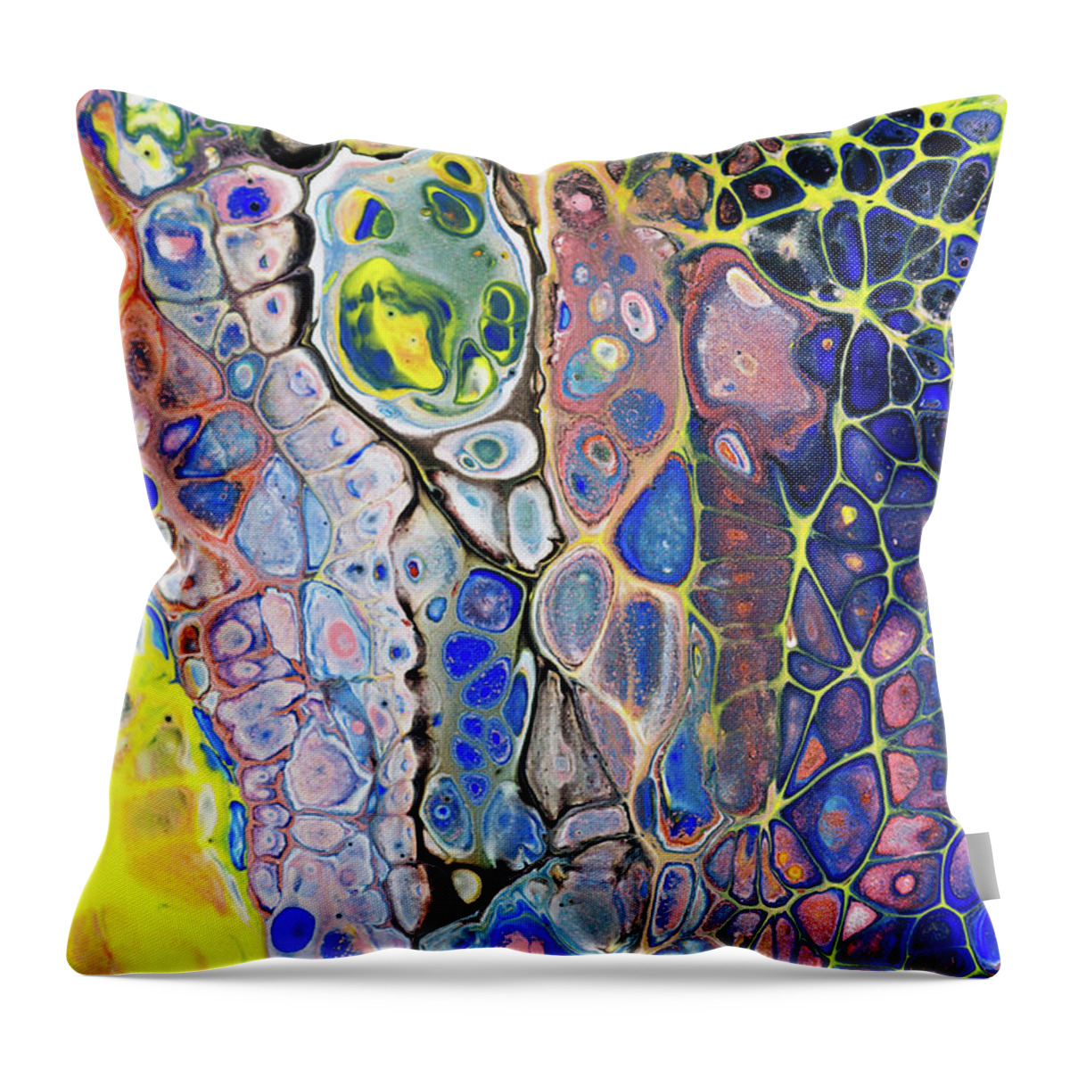 Jenny Rainbow Fine Art Photography Throw Pillow featuring the painting Colorful Night Dreams. Abstract Fluid Acrylic Painting by Jenny Rainbow