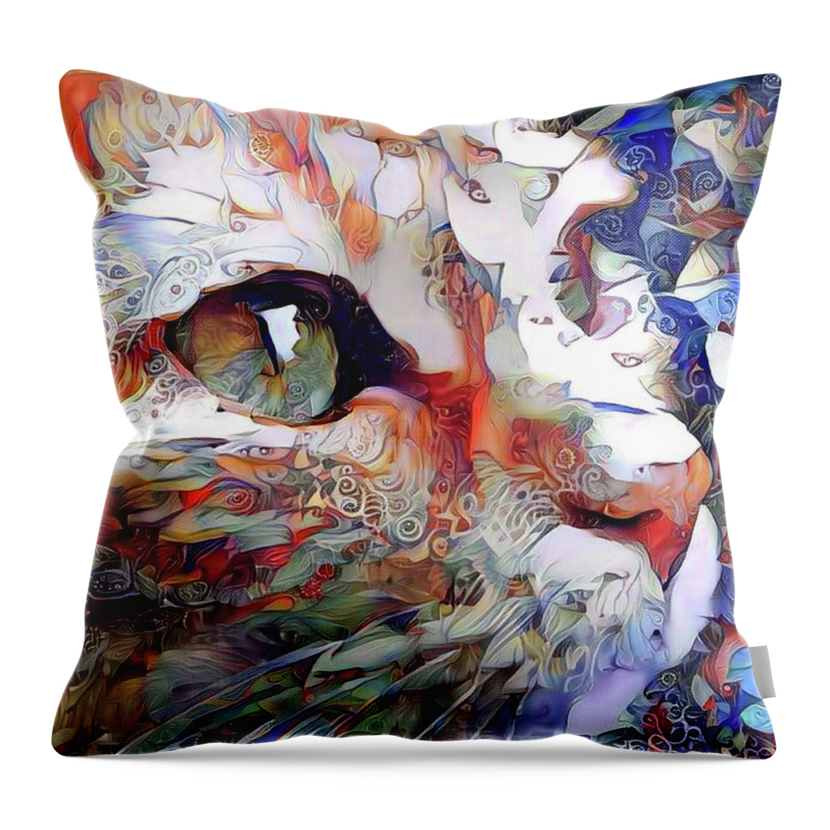 Orange Cat Throw Pillow featuring the digital art Colorful Orange Cat Art by Peggy Collins