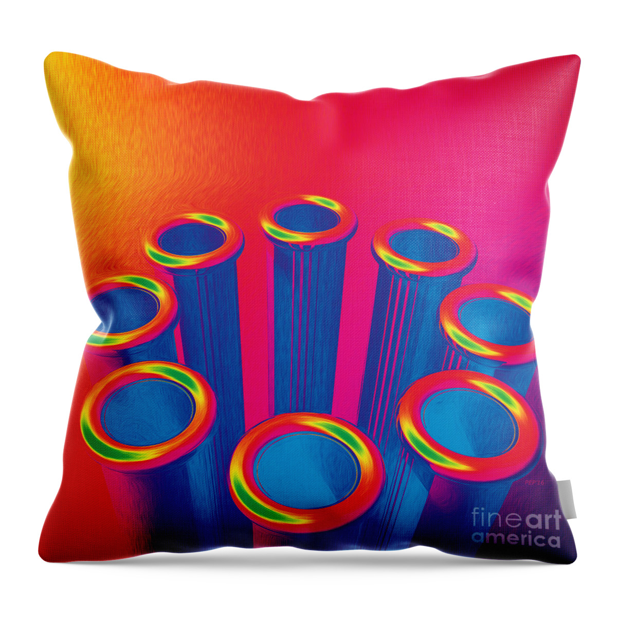 Pop Art Throw Pillow featuring the digital art Colorful Pop Art Cylinders by Phil Perkins