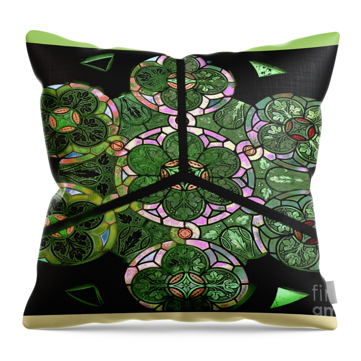 Fantasy Throw Pillow featuring the digital art Colorful Rosette in pink-green by Eva-Maria Di Bella