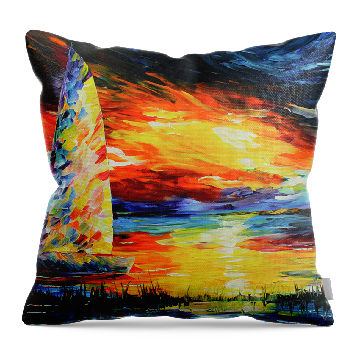 Caribbean House Throw Pillow featuring the painting Colorful Sail by Kevin Brown