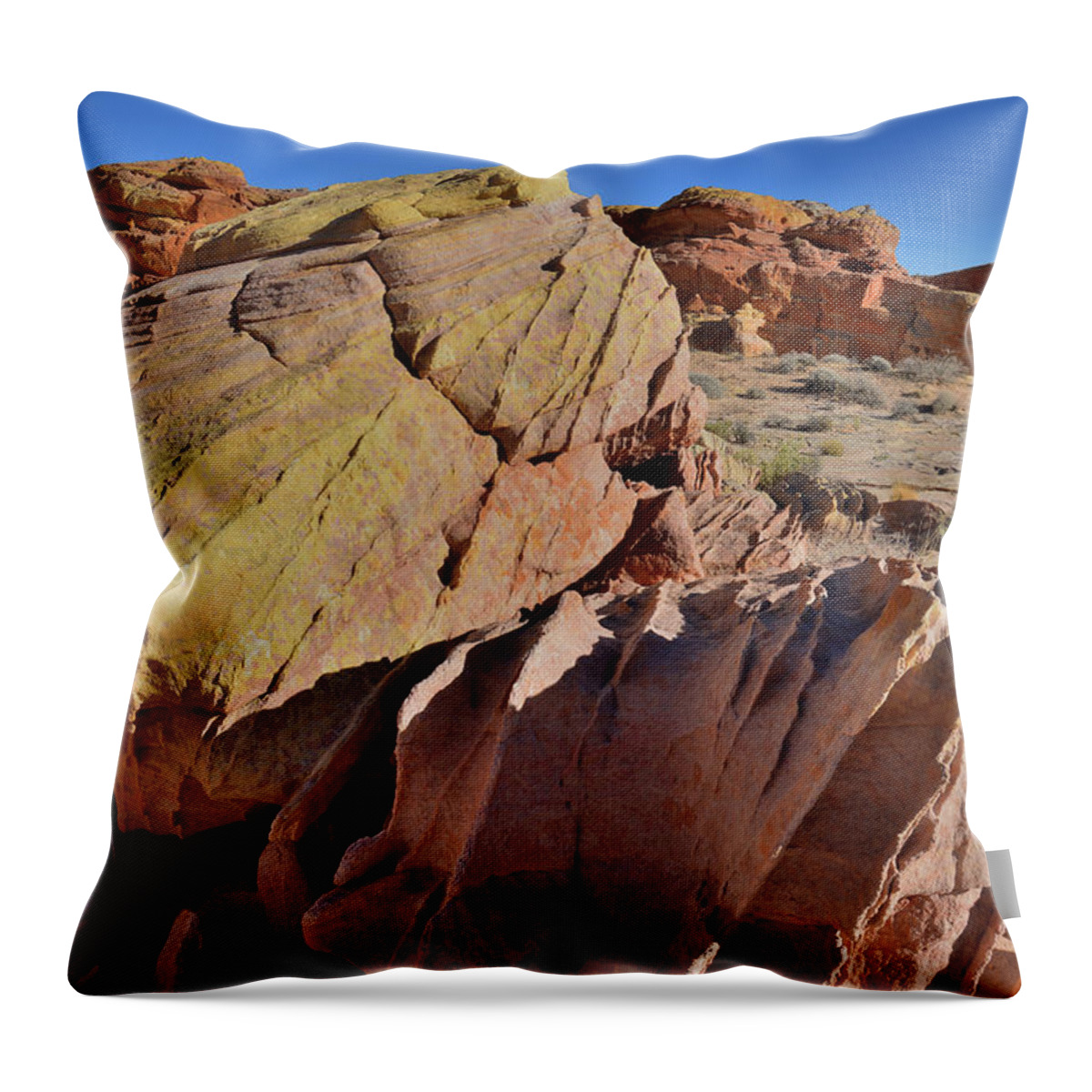 Valley Of Fire State Park Throw Pillow featuring the photograph Colorful Sandstone in Wash 3 of Valley of Fire by Ray Mathis