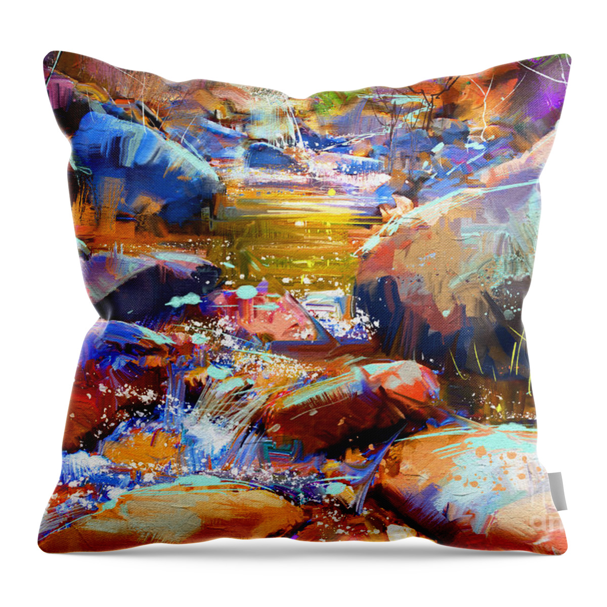 Art Throw Pillow featuring the painting Colorful Stones by Tithi Luadthong