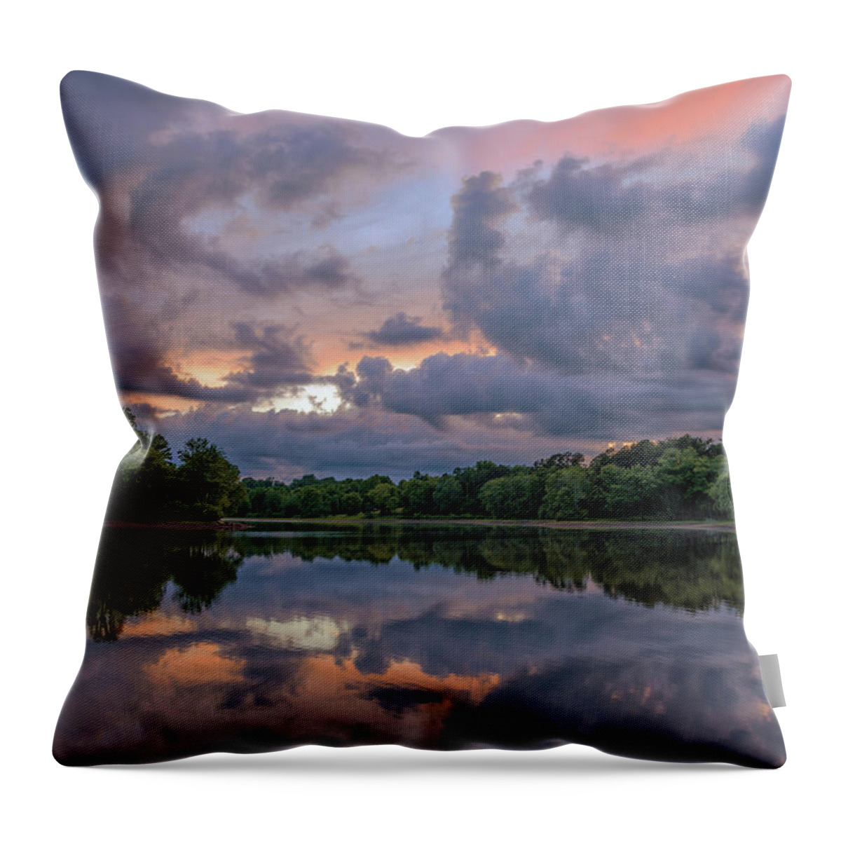 K-1 Throw Pillow featuring the photograph Colorful Sunset at the Lake by Lori Coleman