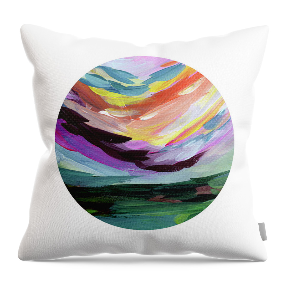 Circle Throw Pillow featuring the painting Colorful Uprising 5 Circle- Art by Linda Woods by Linda Woods