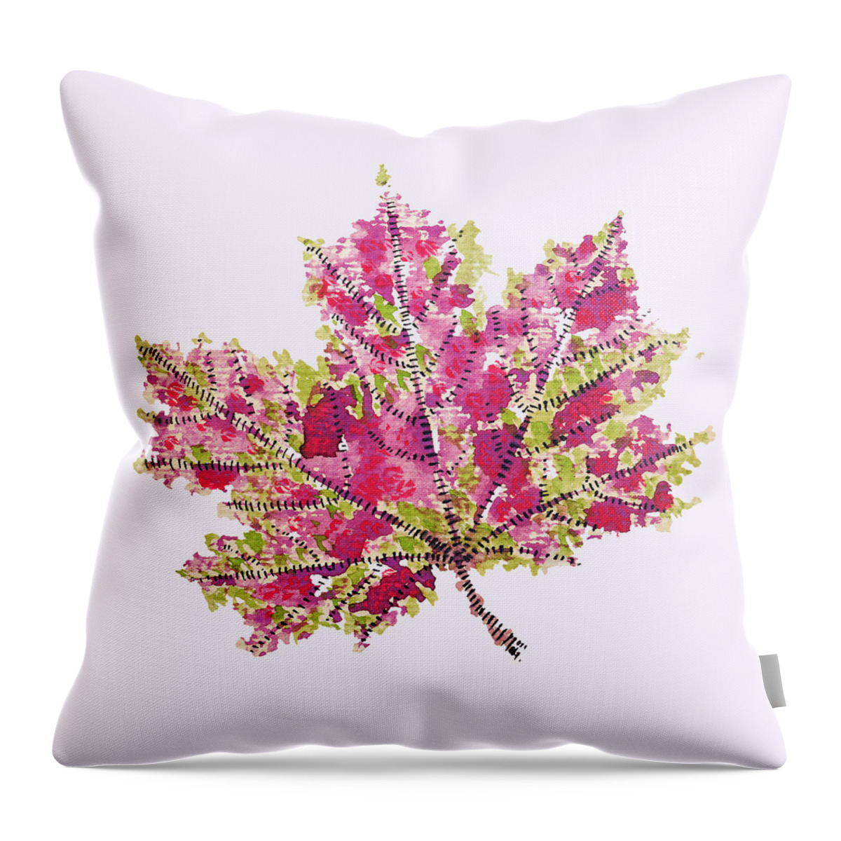 Leaf Throw Pillow featuring the digital art Colorful Watercolor Autumn Leaf by Boriana Giormova
