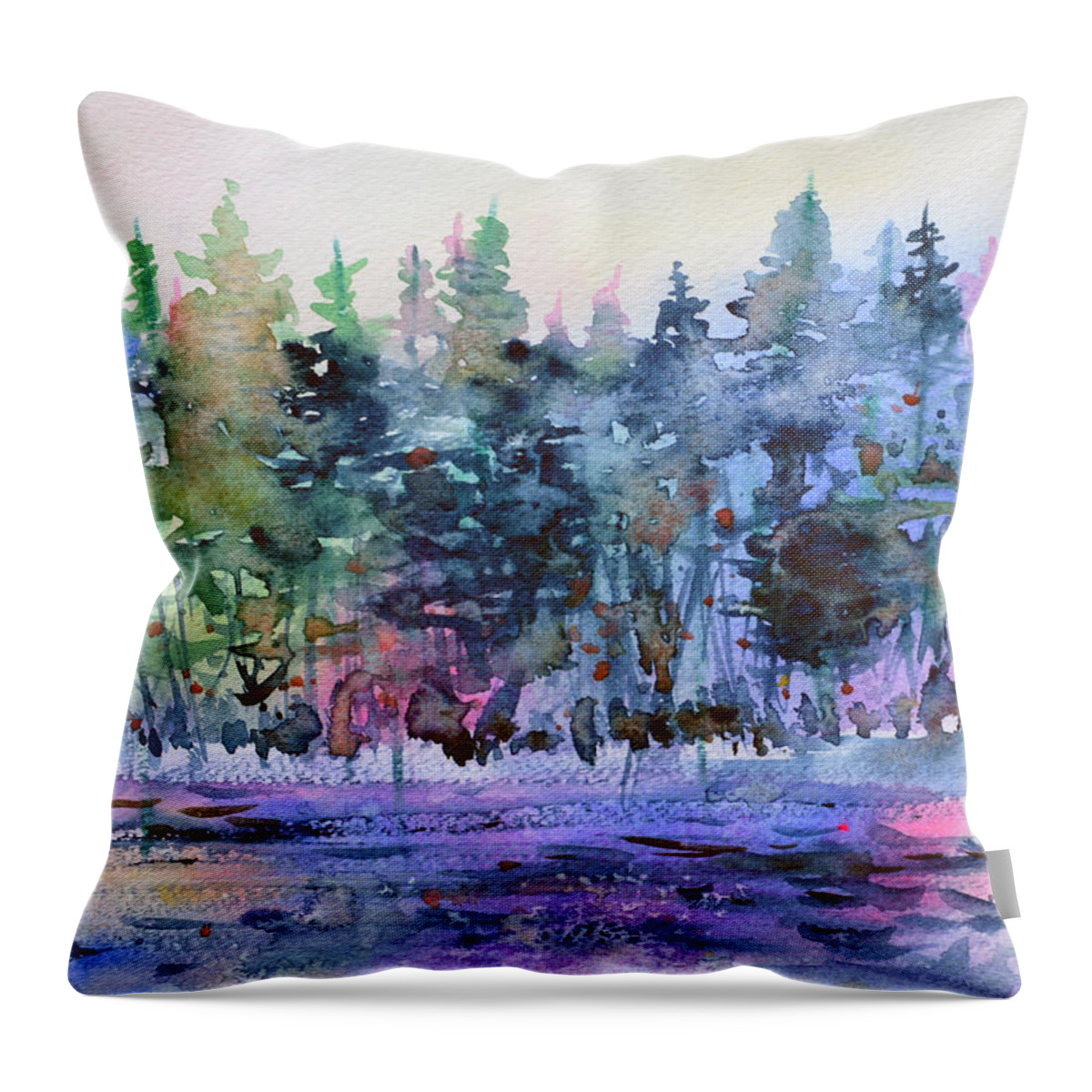 Forest Throw Pillow featuring the painting Colors of the Forest by Zaira Dzhaubaeva