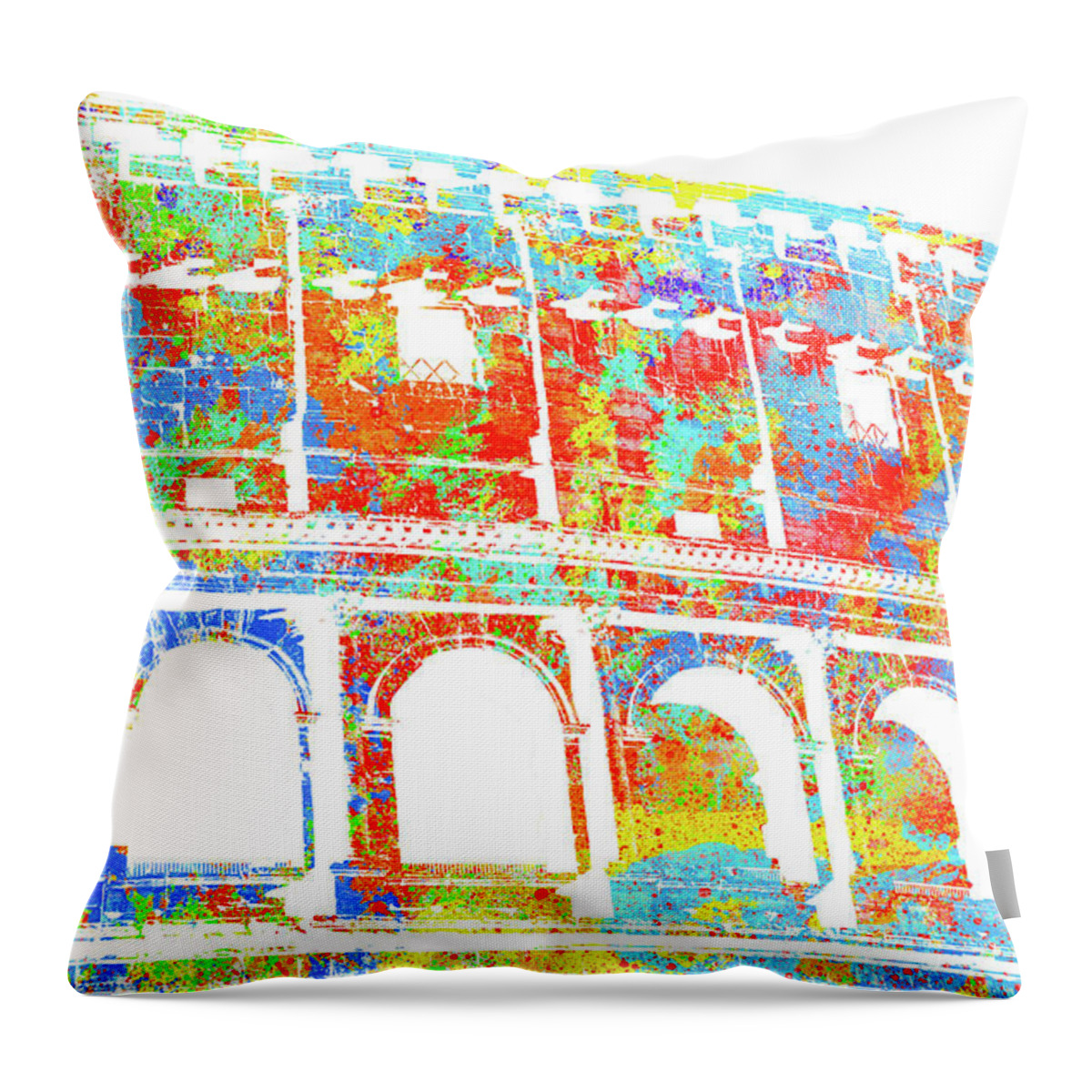 Italy Throw Pillow featuring the digital art Colosseum - Colorsplash by AM FineArtPrints