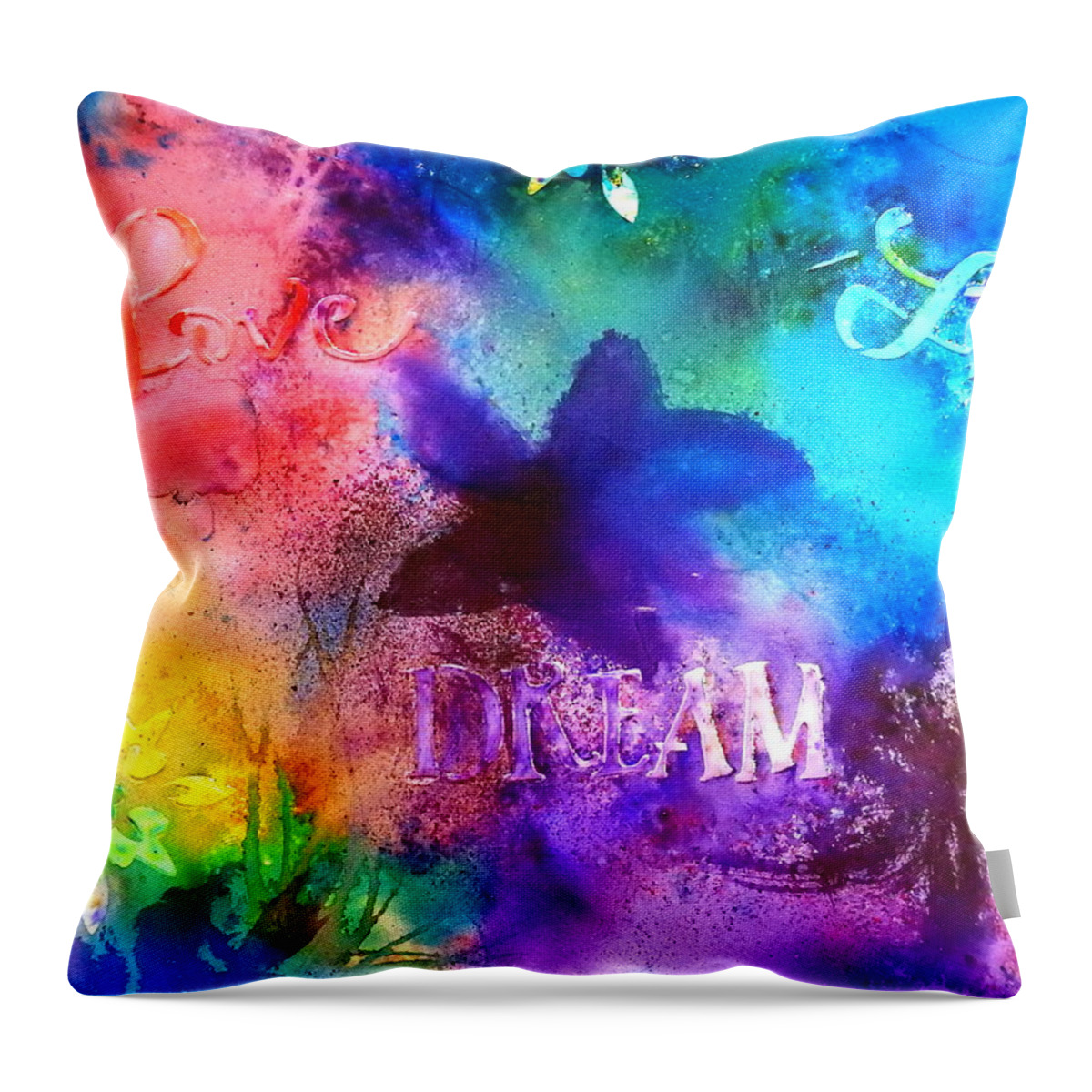 Brusho Crystals Throw Pillow featuring the mixed media Colourful Advice by Betty-Anne McDonald