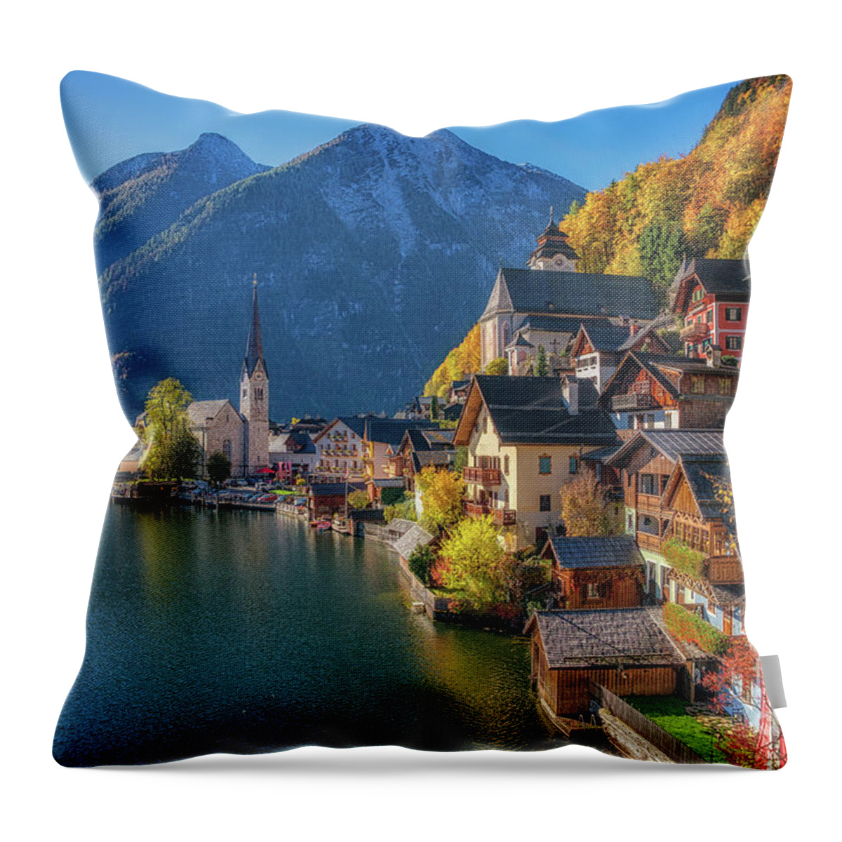 Alpine Throw Pillow featuring the photograph Colourful Hallstatt by JR Photography