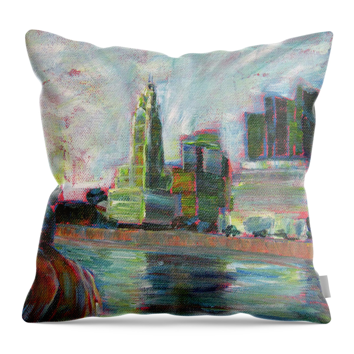 River Throw Pillow featuring the painting Columbus Ohio by Robie Benve