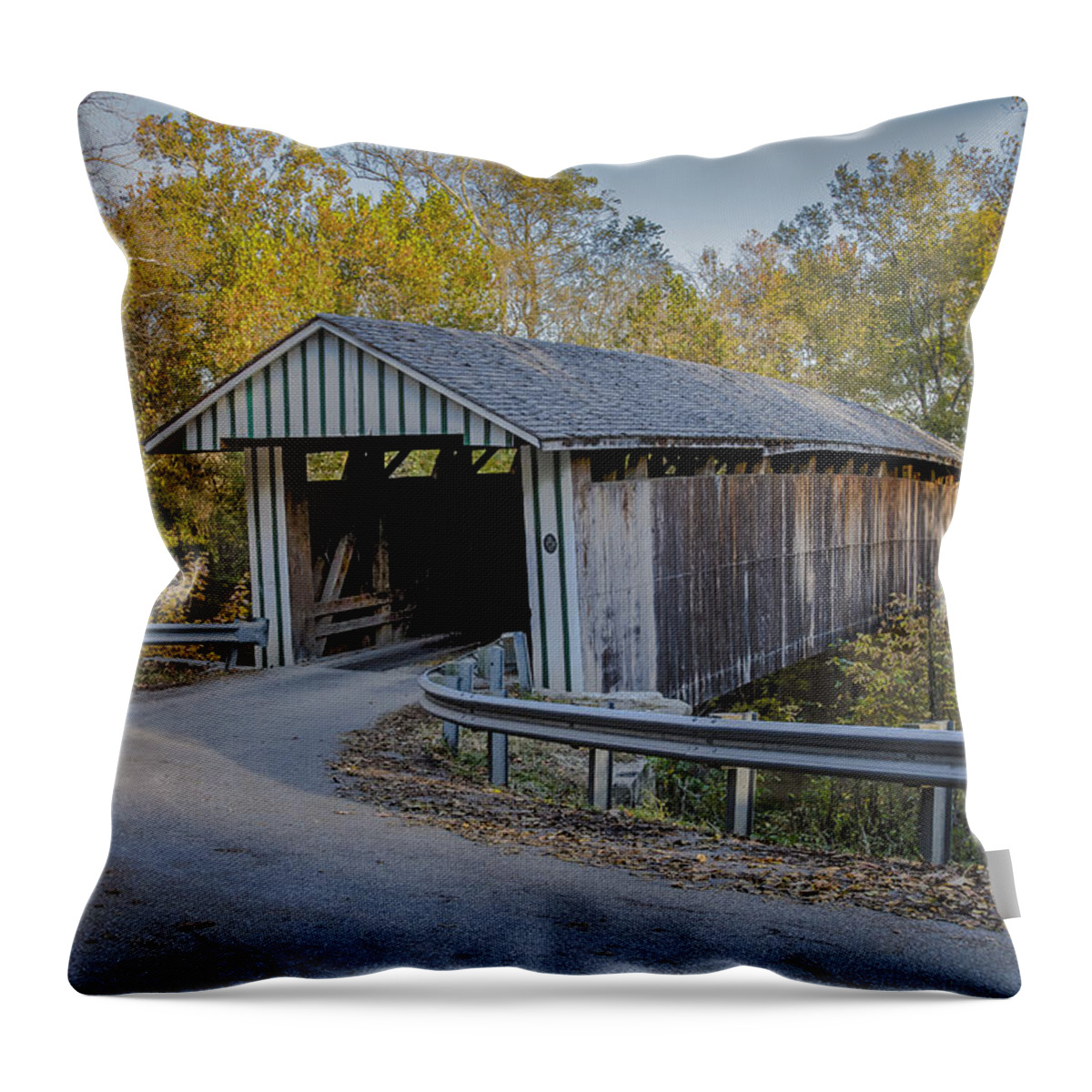 America Throw Pillow featuring the photograph Colville Covered Bridge by Jack R Perry
