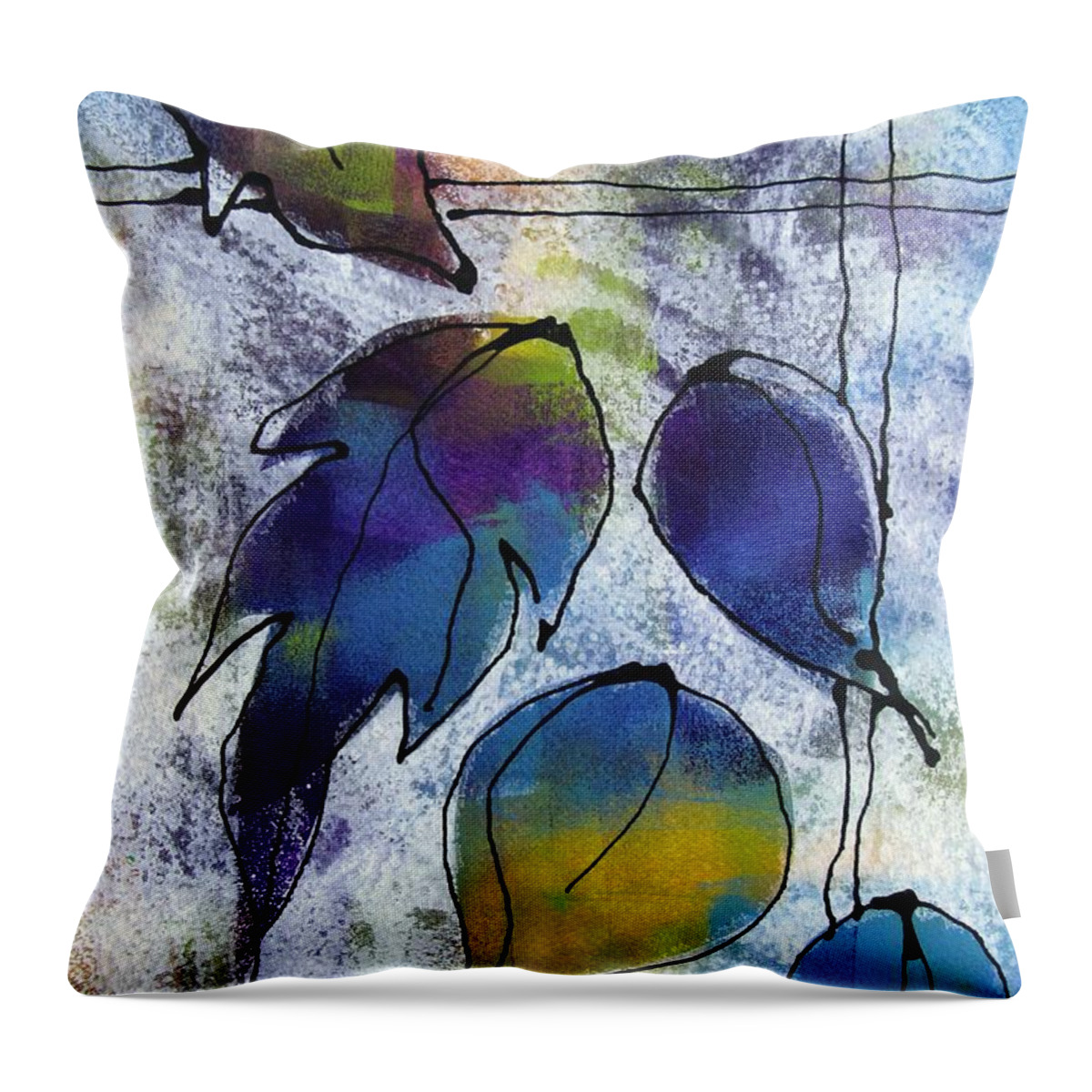 Floral And Foliage Throw Pillow featuring the painting Come Outside and Play by Louise Adams