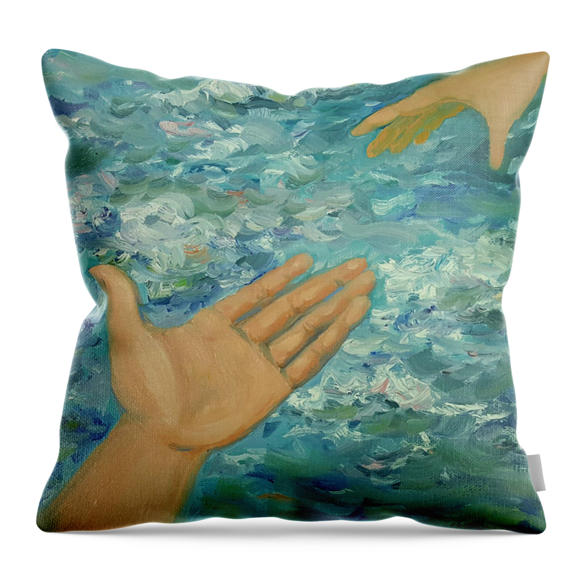 Jesus Throw Pillow featuring the painting Come by Sharon Casavant