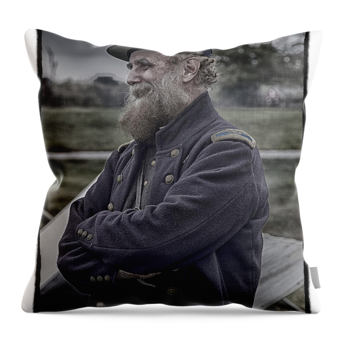 Gettysburg Throw Pillow featuring the photograph Commander 5th Ohio by Hugh Smith