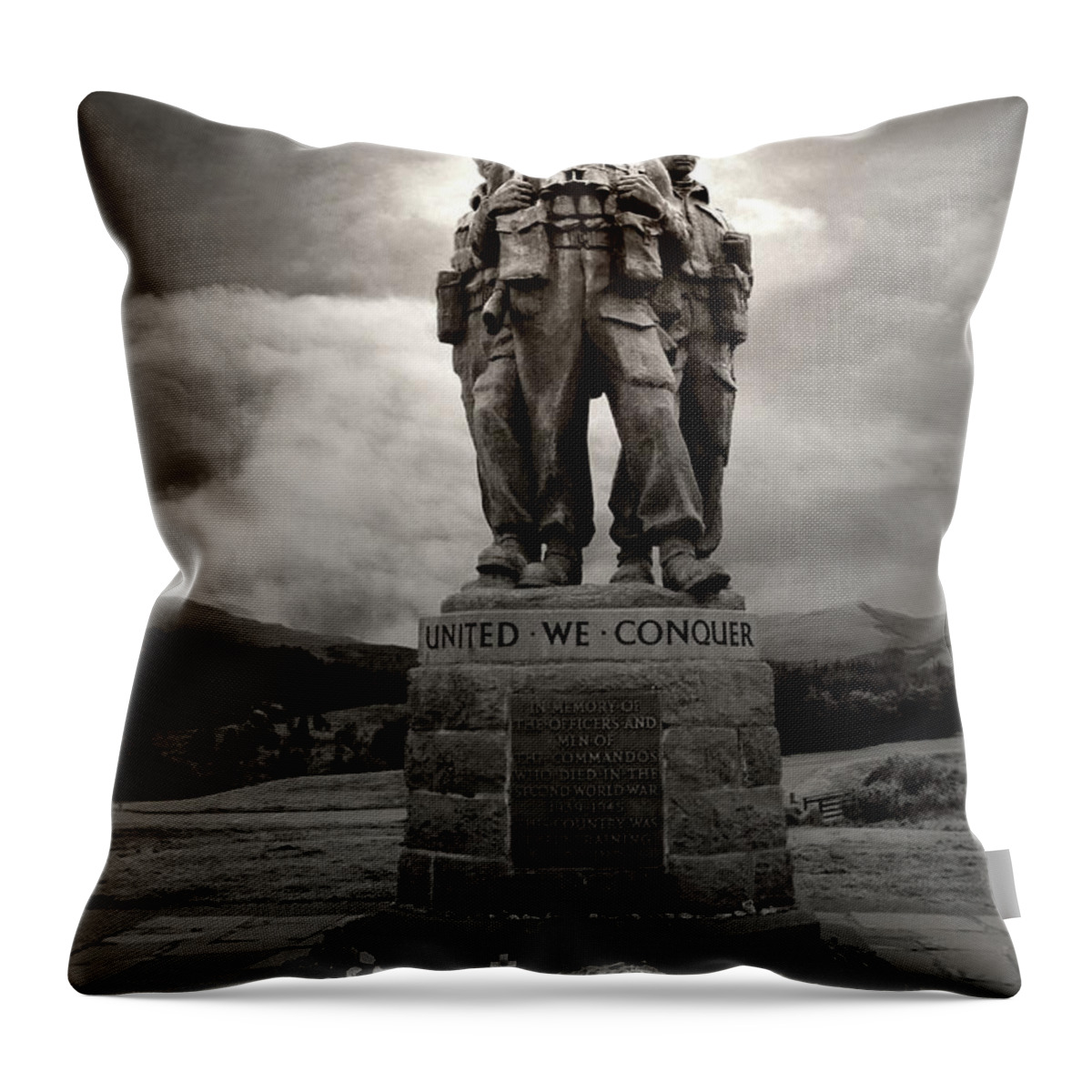 Commando Throw Pillow featuring the photograph Commando Memorial by Chris Thaxter