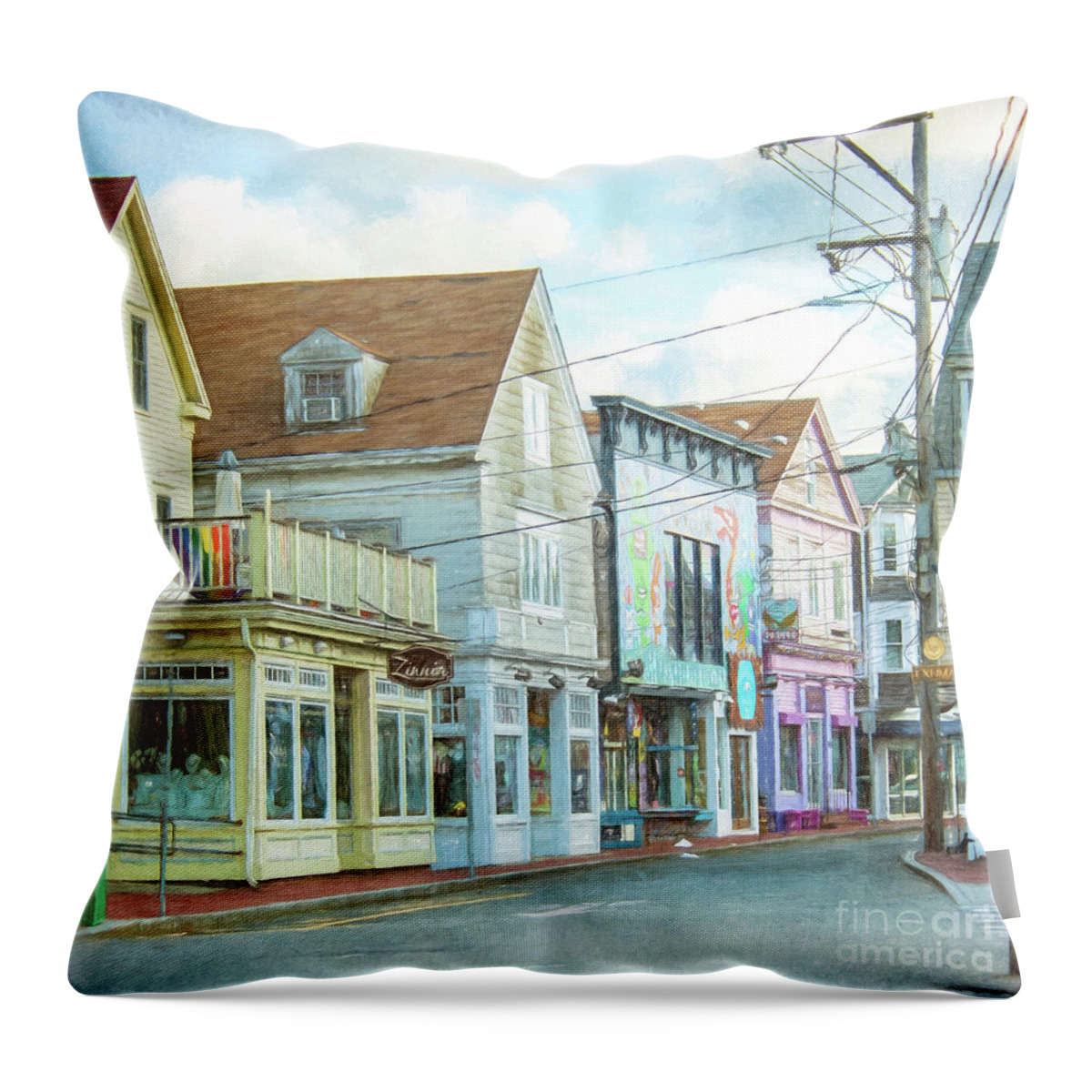 Provincetown Throw Pillow featuring the photograph Commercial St #1 by Michael James