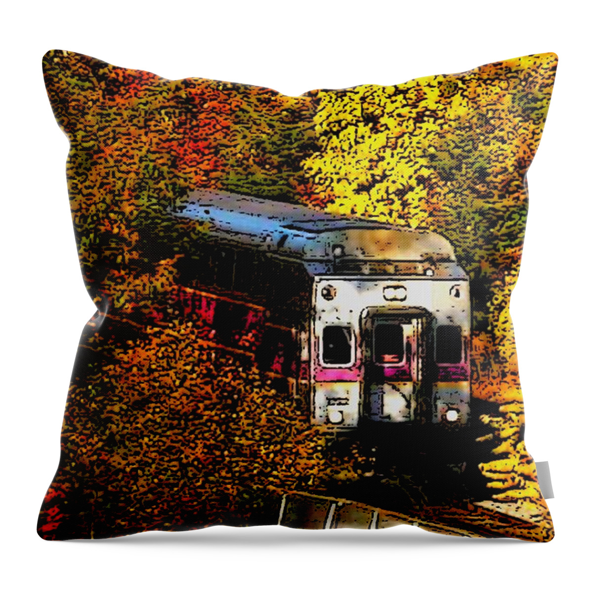  Throw Pillow featuring the painting Commuter Rail to Boston by Cliff Wilson