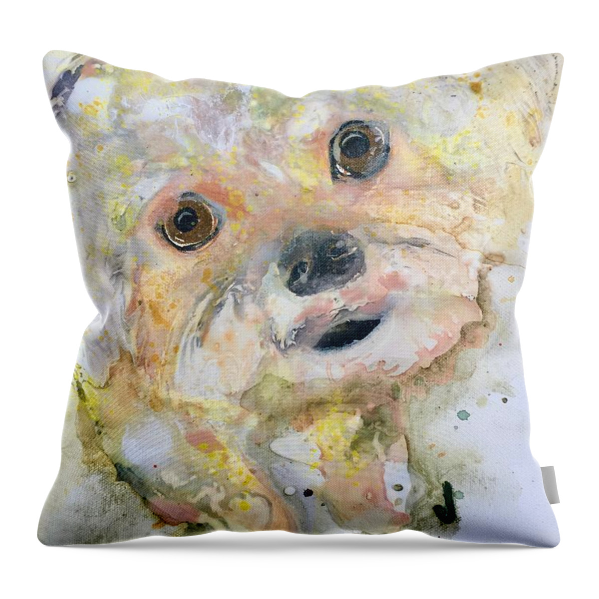 Dog Throw Pillow featuring the painting Compact by Kasha Ritter