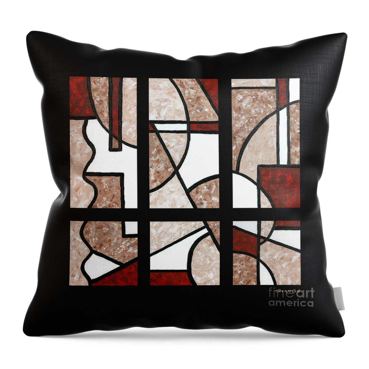 Abstract Throw Pillow featuring the painting Compartments Six Panels by Diane Thornton