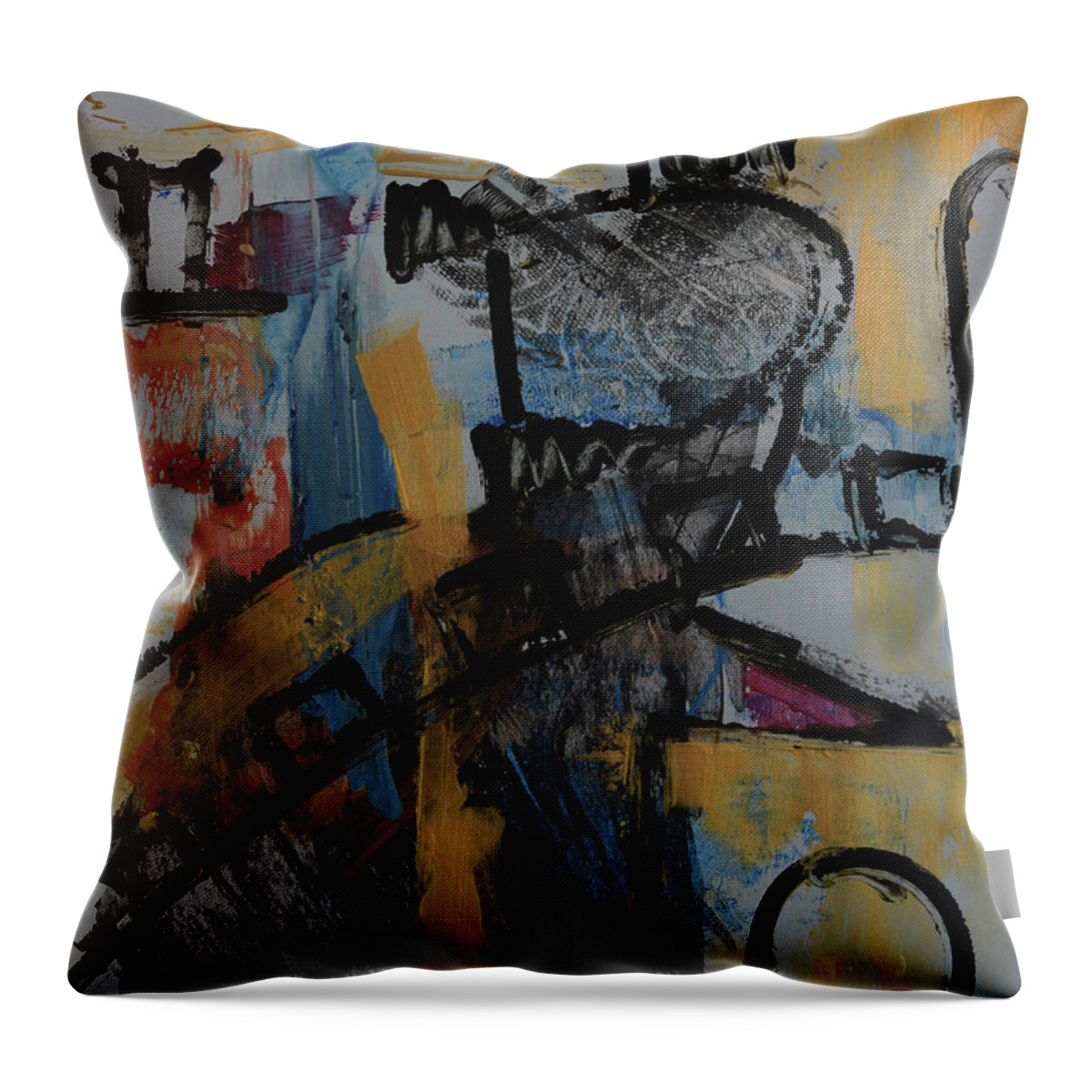 Abstract Throw Pillow featuring the painting Composition 20185 by Walter Fahmy