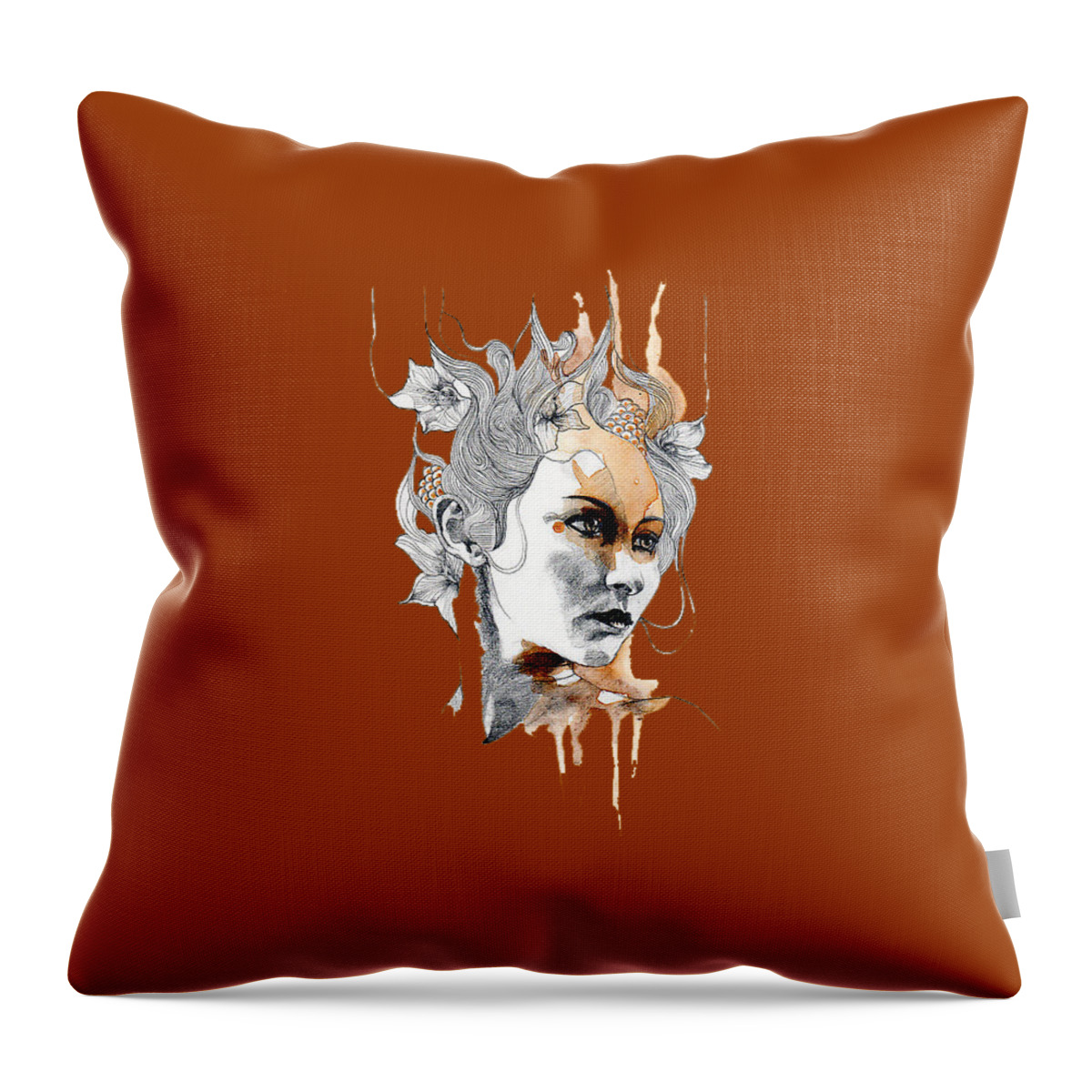 Faces Throw Pillow featuring the painting Concerned T-shirt by Herb Strobino
