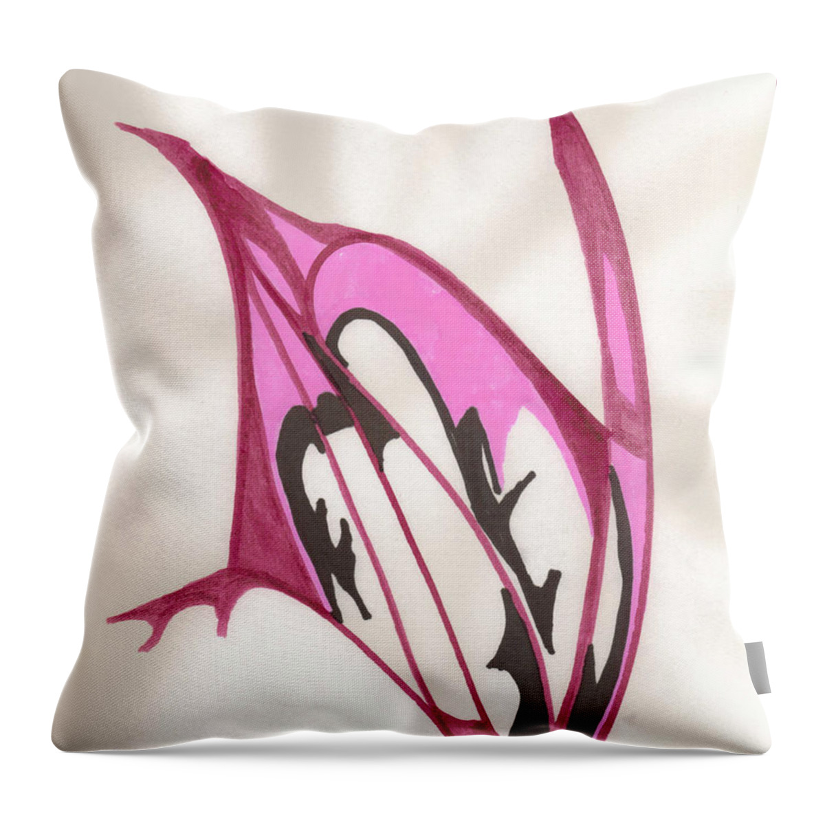 Indian Ink Drawing. Conch Shell Throw Pillow featuring the mixed media Conch Shell by Mary Mikawoz