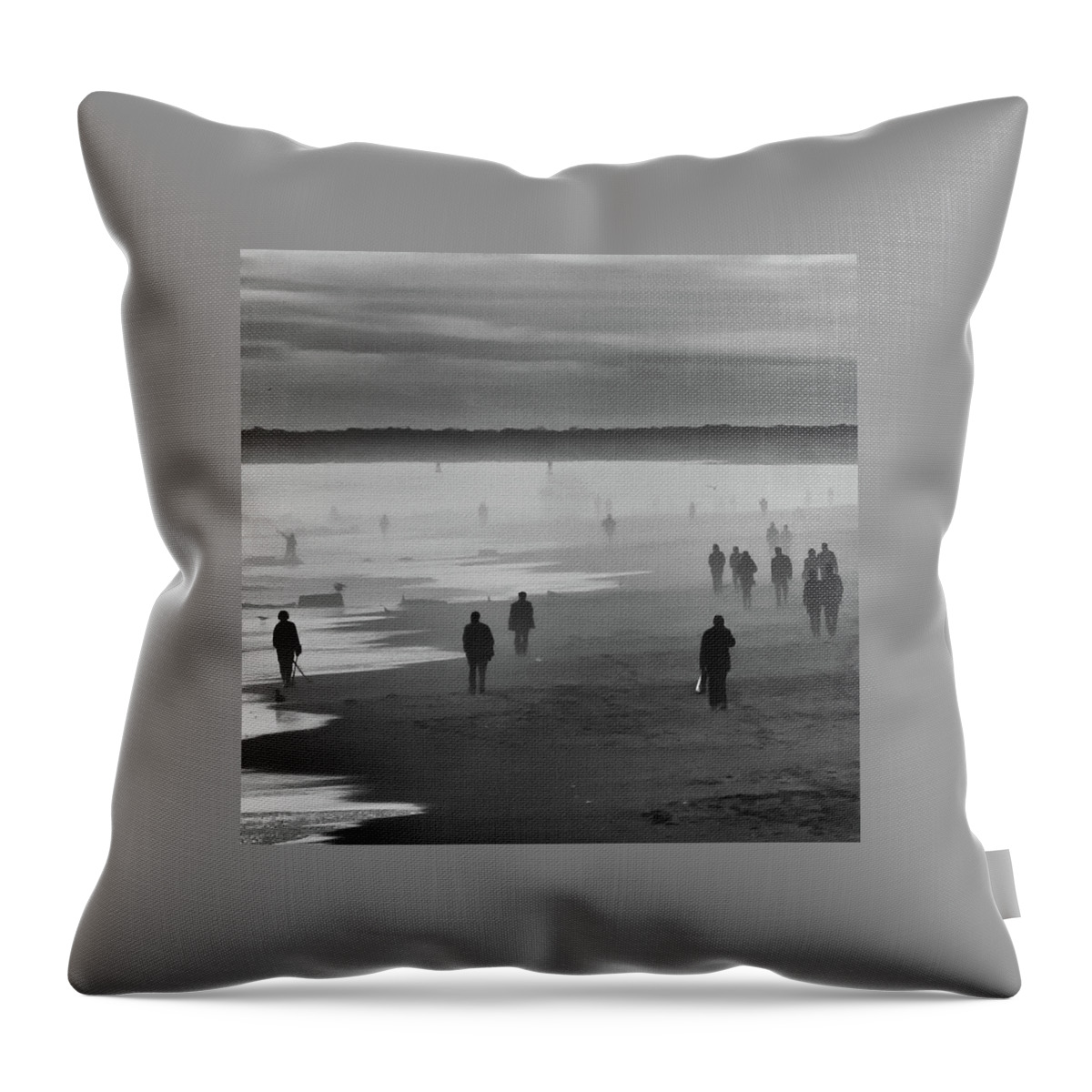 Coney Island Throw Pillow featuring the photograph Coney Island Walkers by Eric Lake