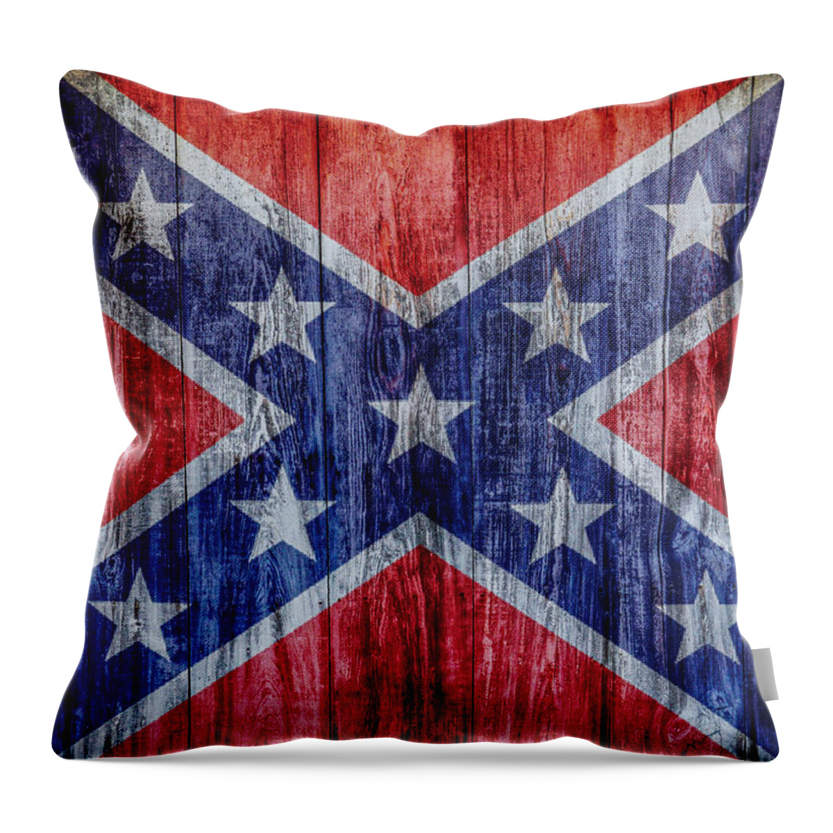 Confederate Flag On Wood Throw Pillow featuring the digital art Confederate Flag On Wood by Randy Steele