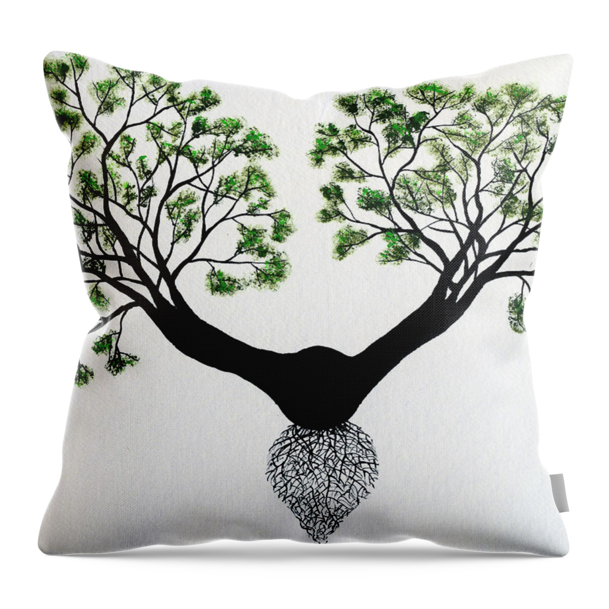 Tree Throw Pillow featuring the painting Conjurno by Sumit Mehndiratta
