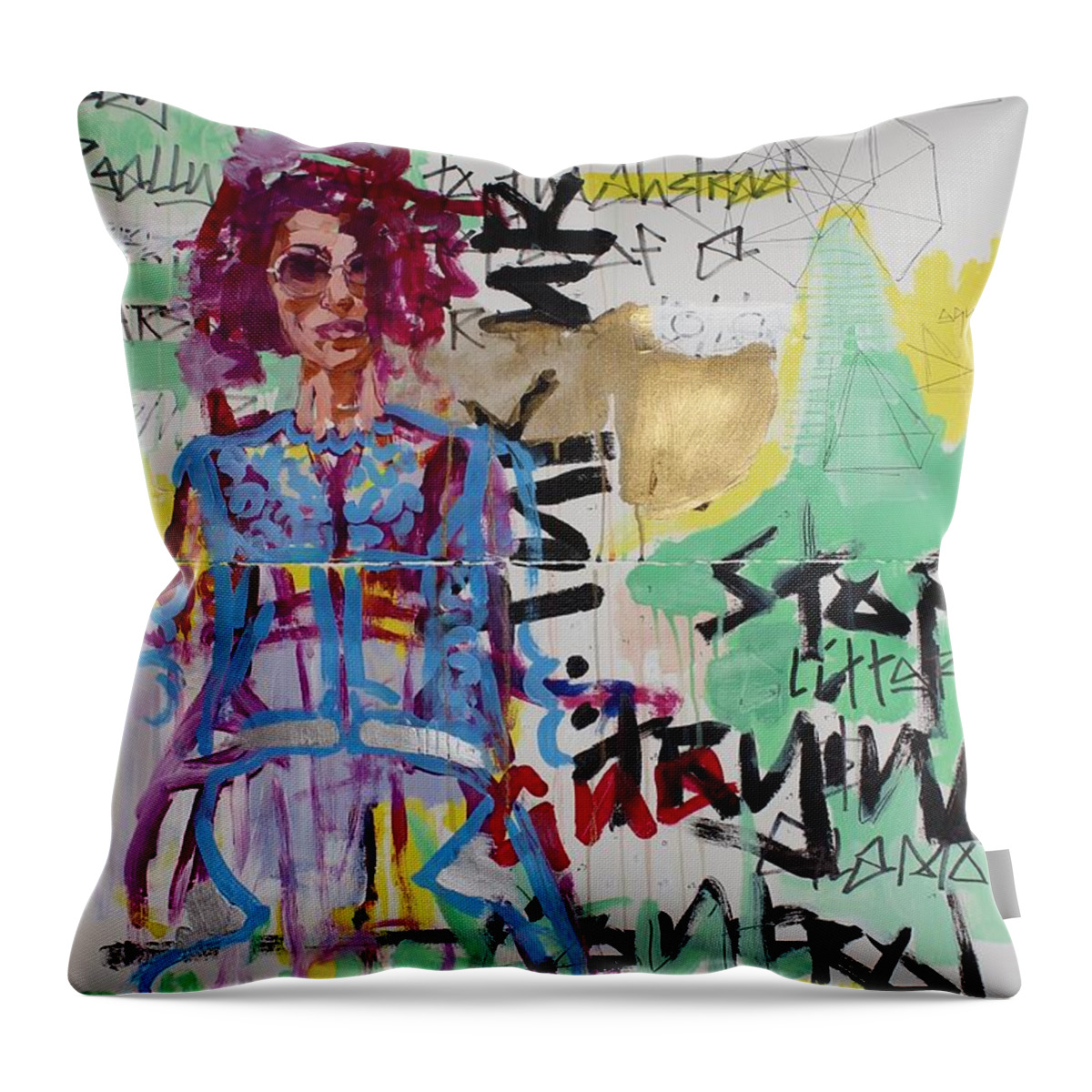 Figurative Throw Pillow featuring the mixed media Connect II by Aort Reed