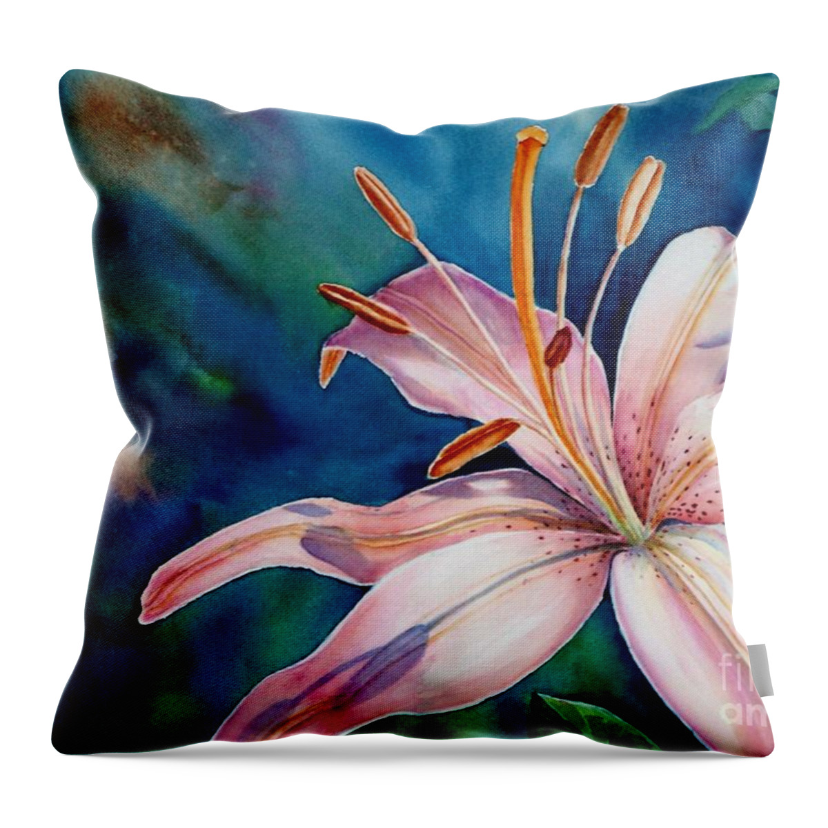 Lily Throw Pillow featuring the painting Consider the Lily by Petra Burgmann