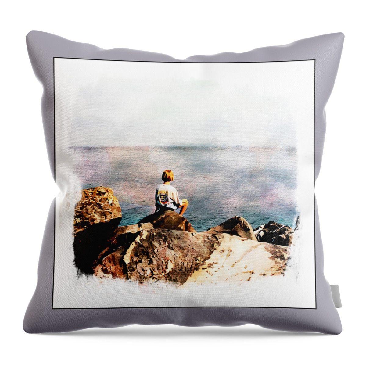 Pensive Throw Pillow featuring the photograph Contemplation by Burney Lieberman