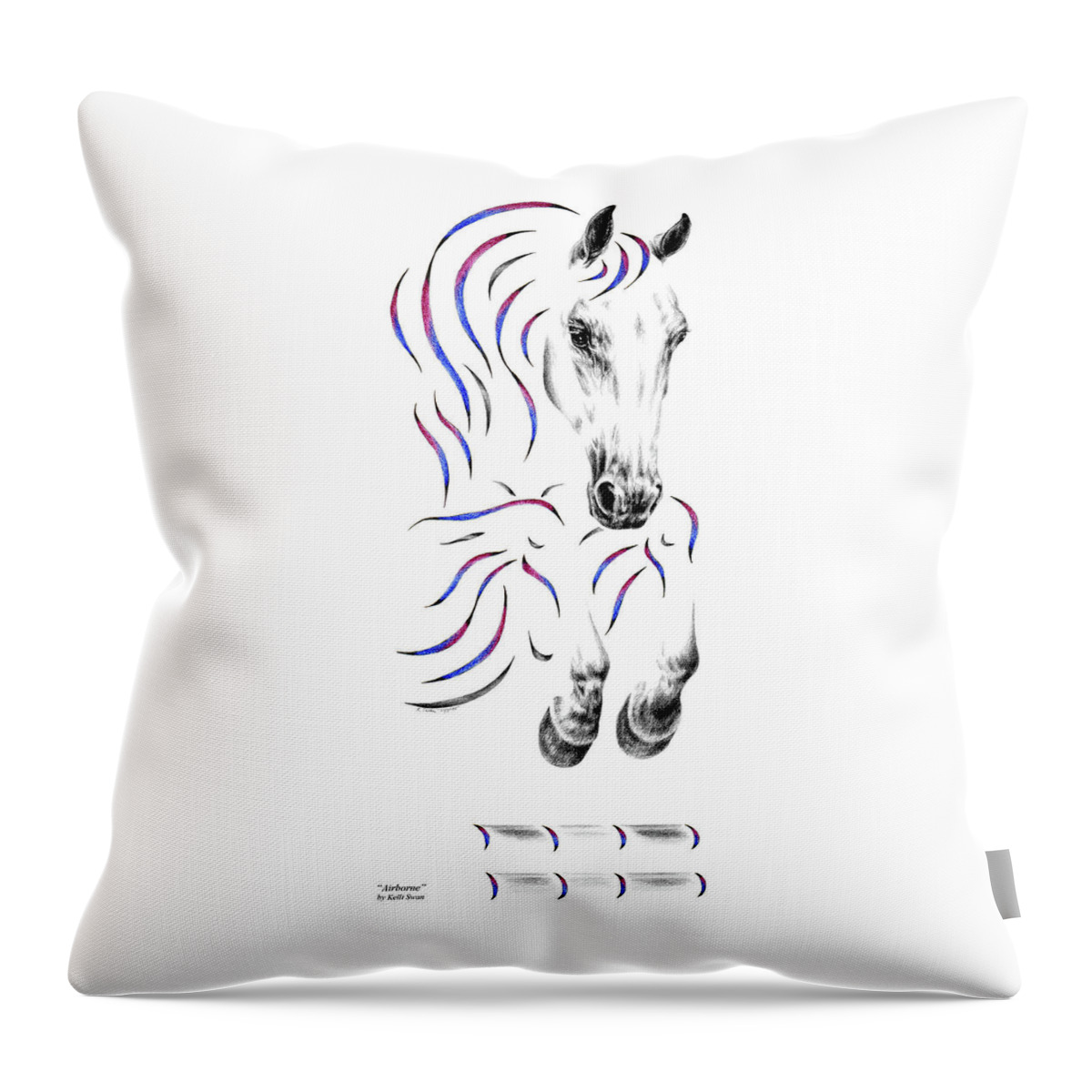 Jumper Throw Pillow featuring the drawing Contemporary Jumper Horse by Kelli Swan