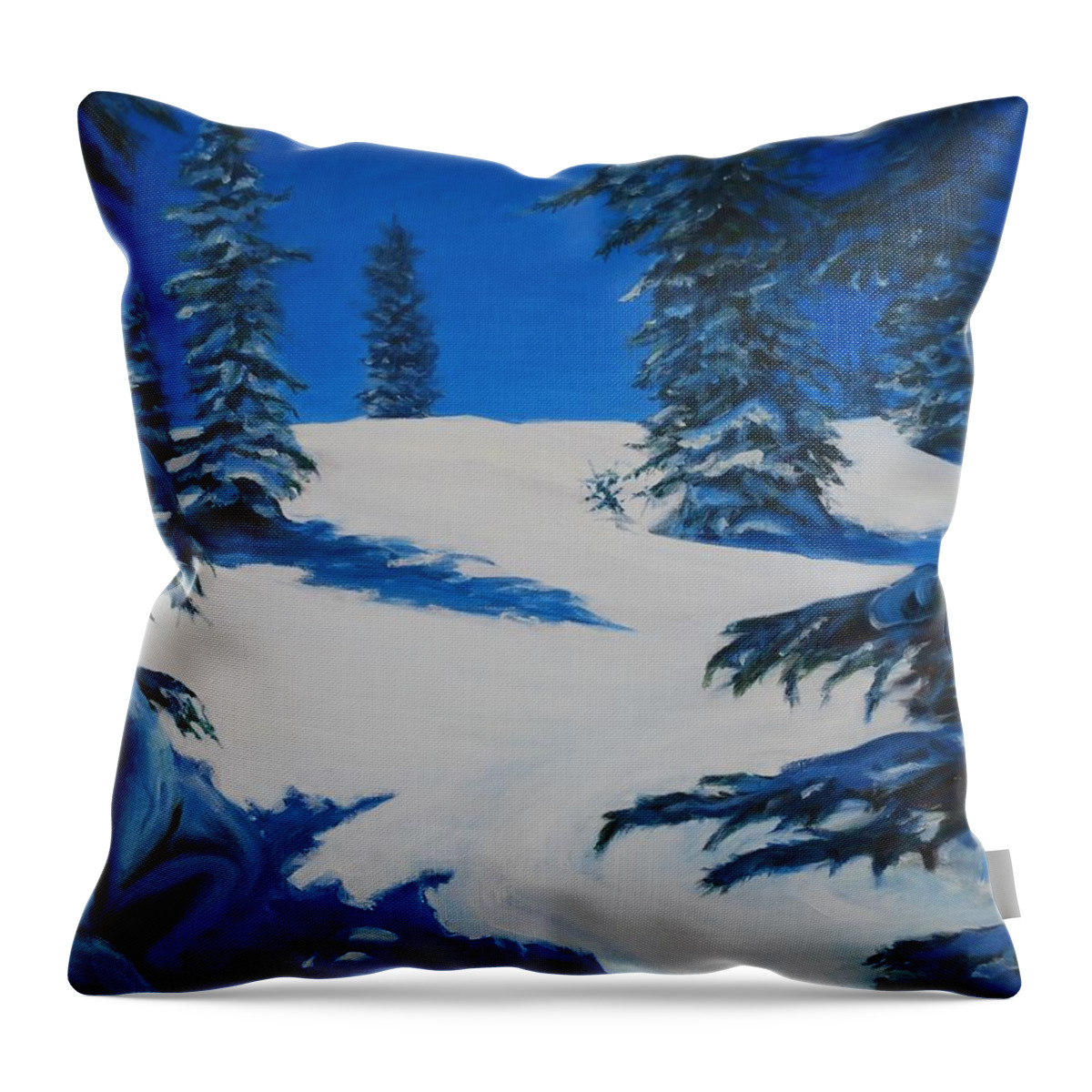 Snow Throw Pillow featuring the painting Continental Blues by Celeste Drewien