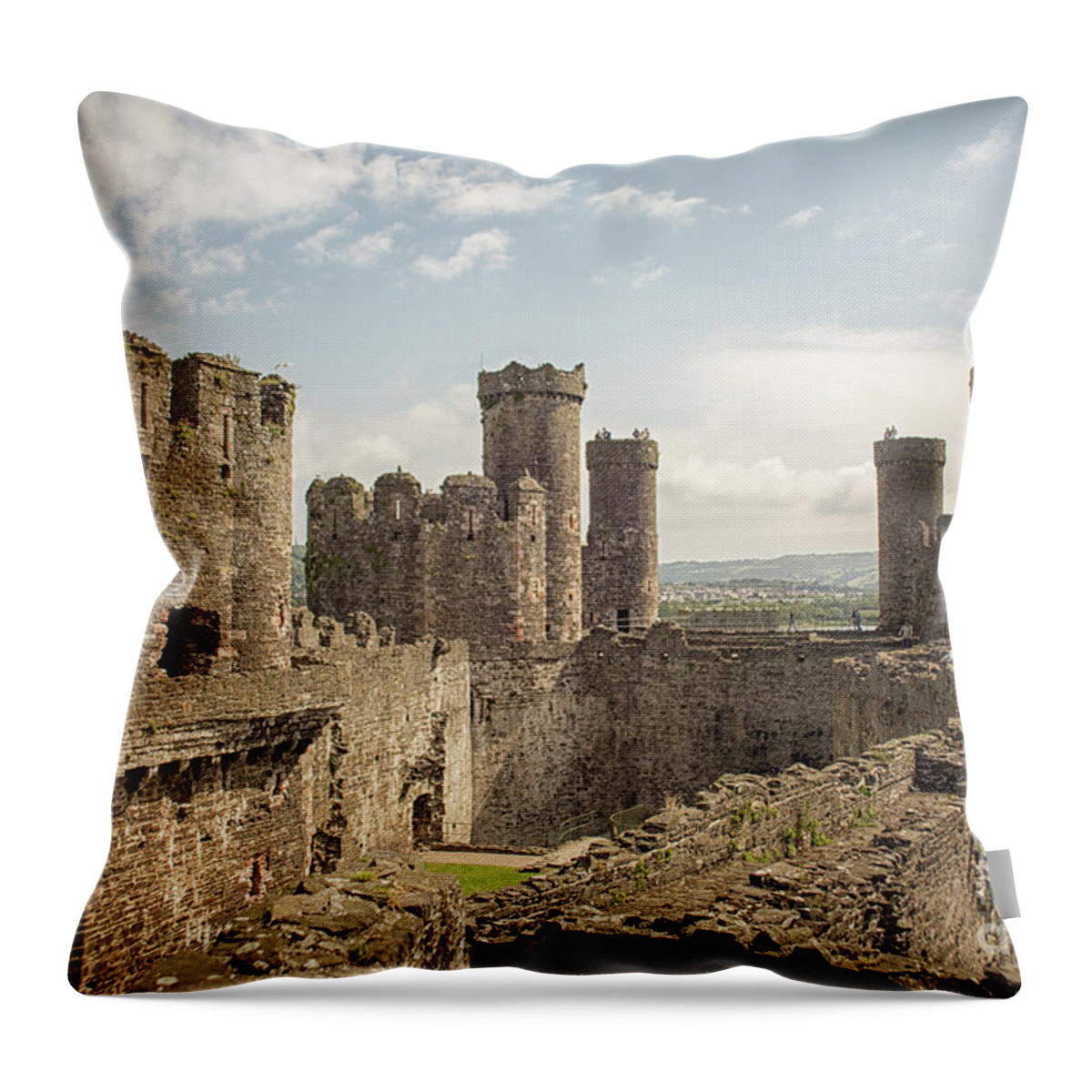 13th Throw Pillow featuring the photograph Conwy castle by Patricia Hofmeester