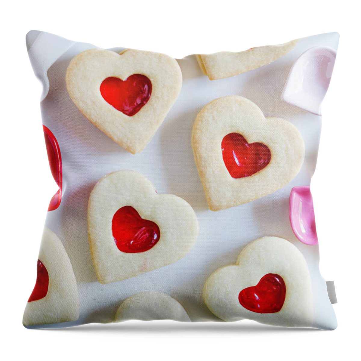 Valentines Day Throw Pillow featuring the photograph Cookie Baking Love by Teri Virbickis