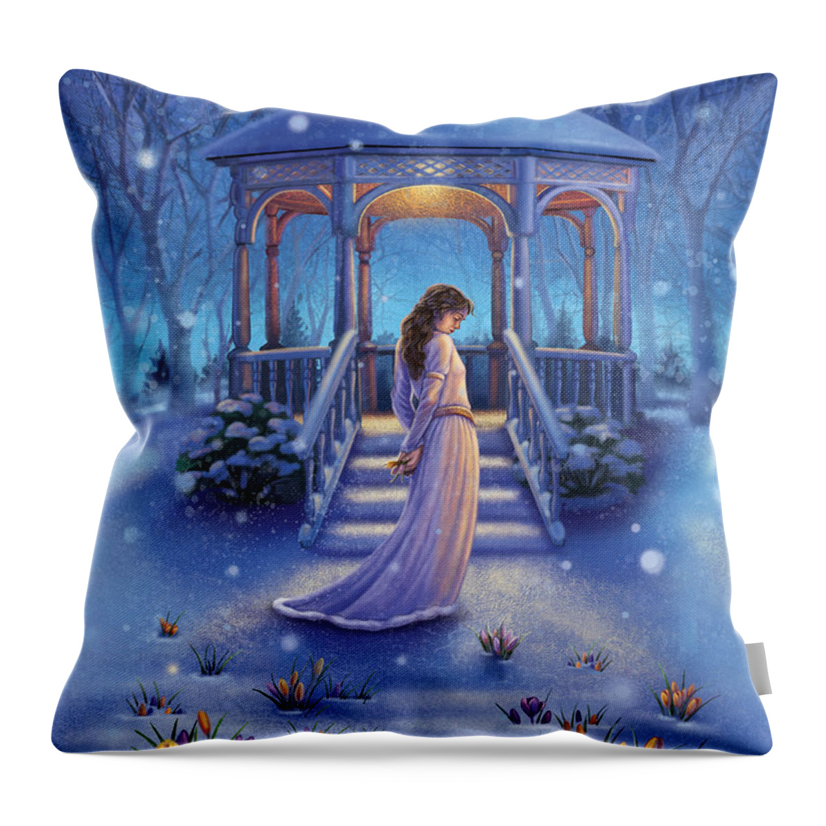 Flowers Throw Pillow featuring the painting Cool Down - Crocus by Anne Wertheim