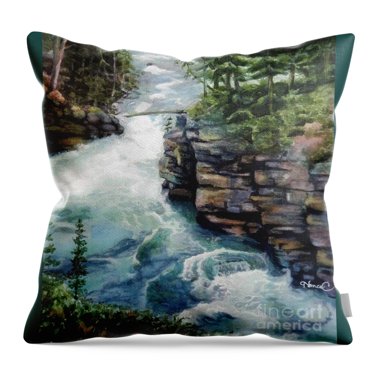Nancy Charbeneau Throw Pillow featuring the painting Cool River by Nancy Charbeneau