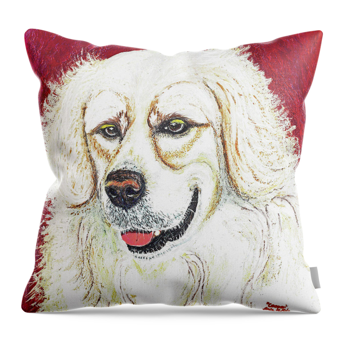 British Golden Retriever Throw Pillow featuring the painting Cooper II by Ania M Milo
