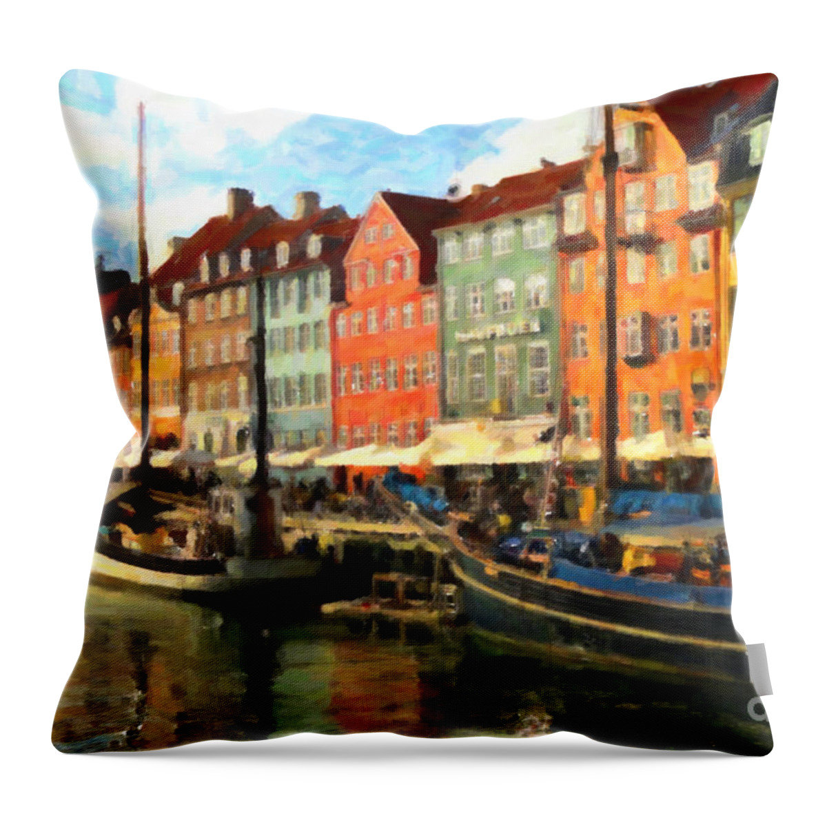 Urban Throw Pillow featuring the painting Copenhagen by Chris Armytage