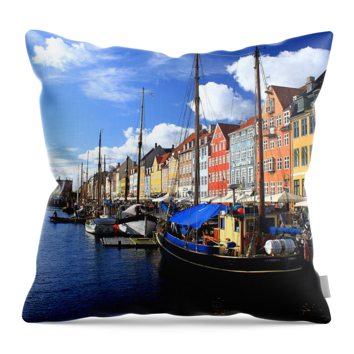 Bike Throw Pillow featuring the photograph Copenhagen ships by Sabine Meisel