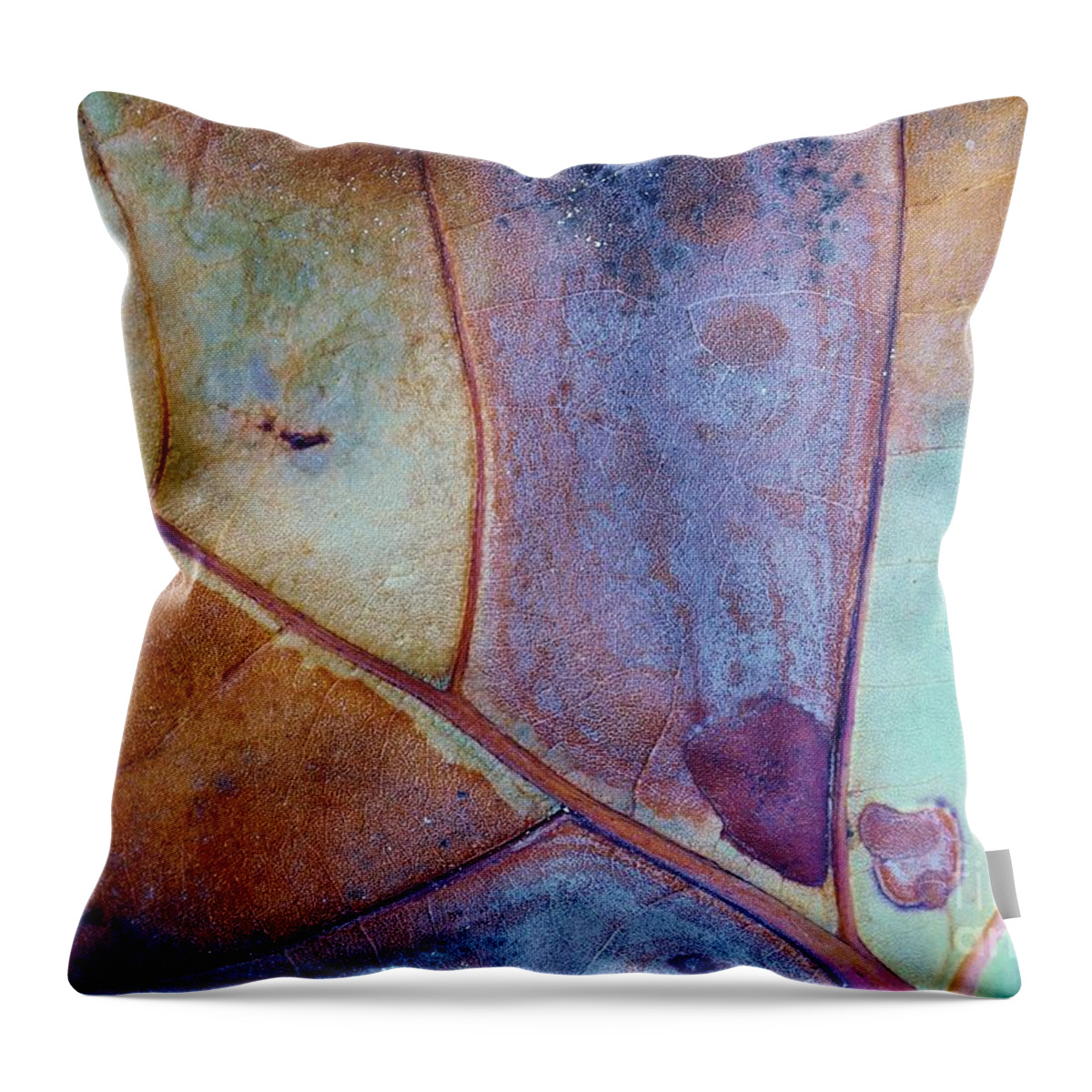 Copper Throw Pillow featuring the painting Copper Patina by John Clark