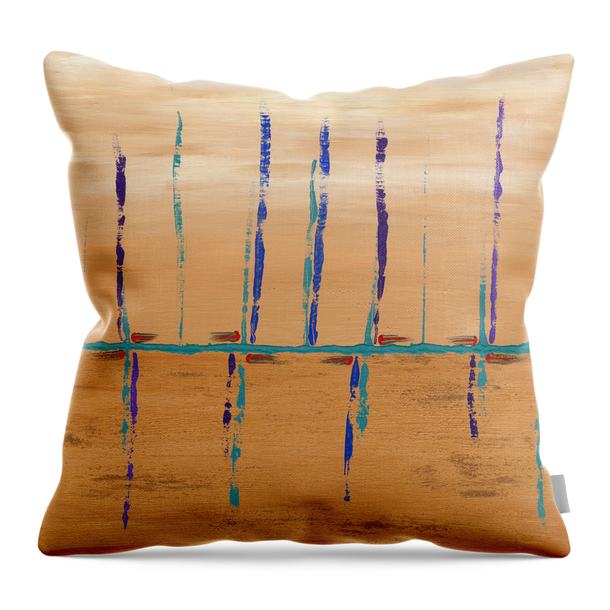 Abstract Throw Pillow featuring the painting Copper Shimmer by Diana Hrabosky