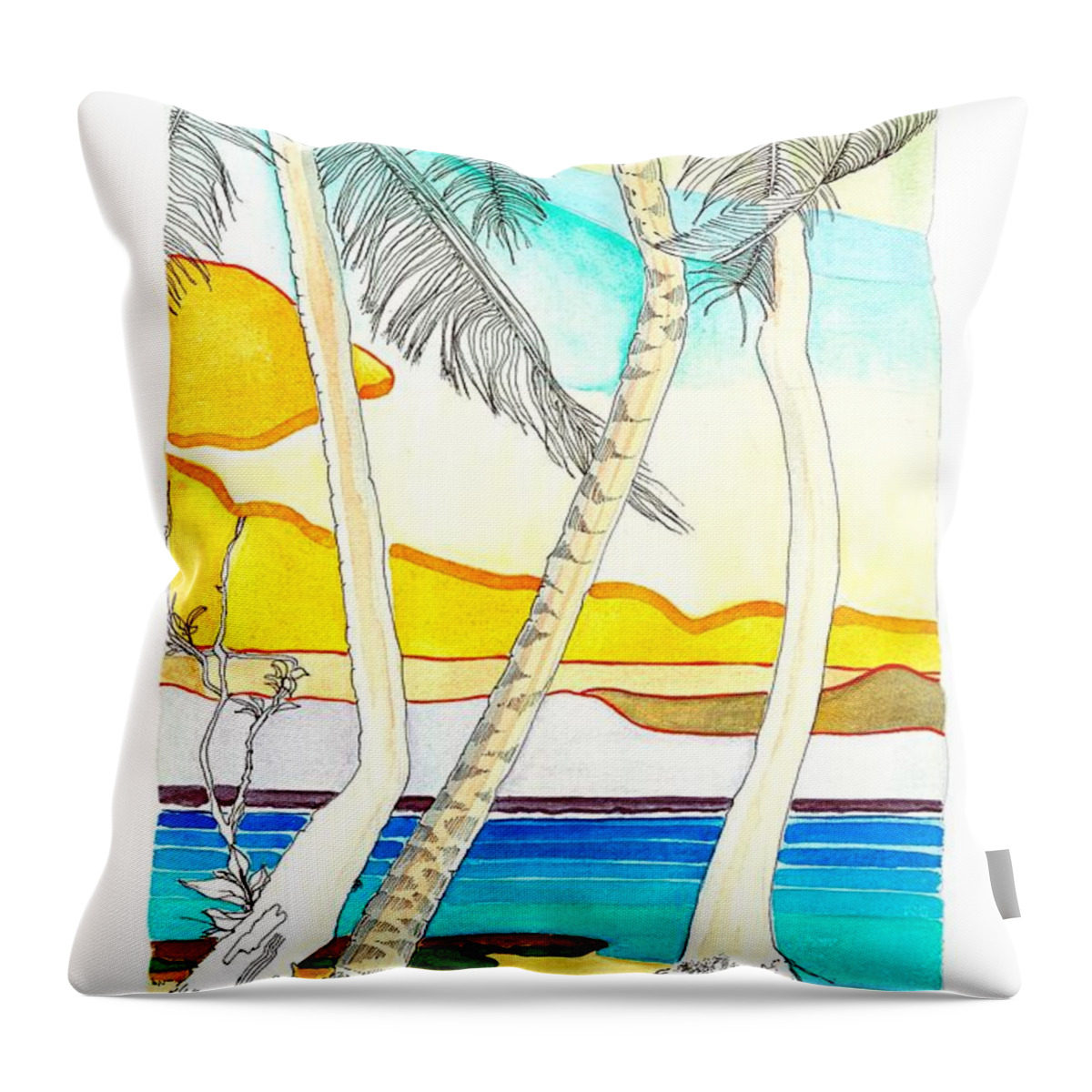 Tropical Islands - South Pacific Throw Pillow featuring the painting Coral Coast - Fiji by Joan Cordell