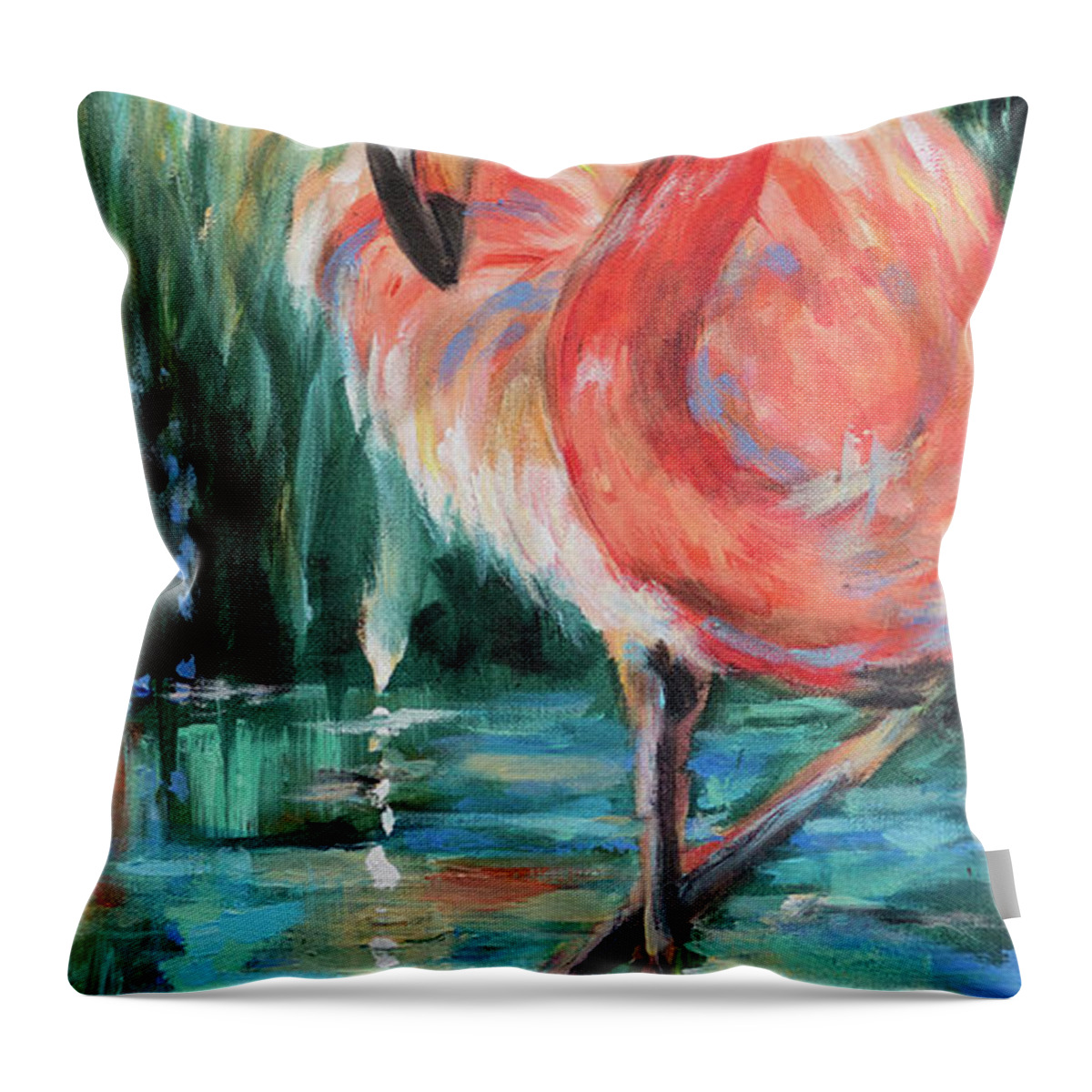 Ocean Throw Pillow featuring the painting Coral Plumes by Linda Olsen