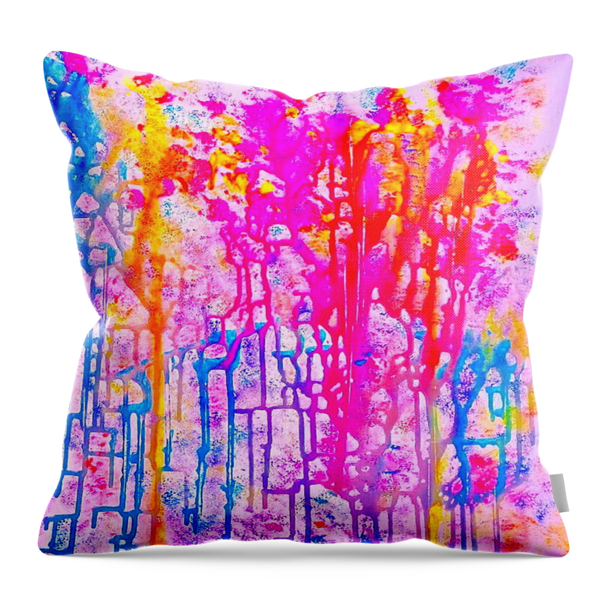 Abstract Art Print Throw Pillow featuring the painting Corals by Monique Wegmueller