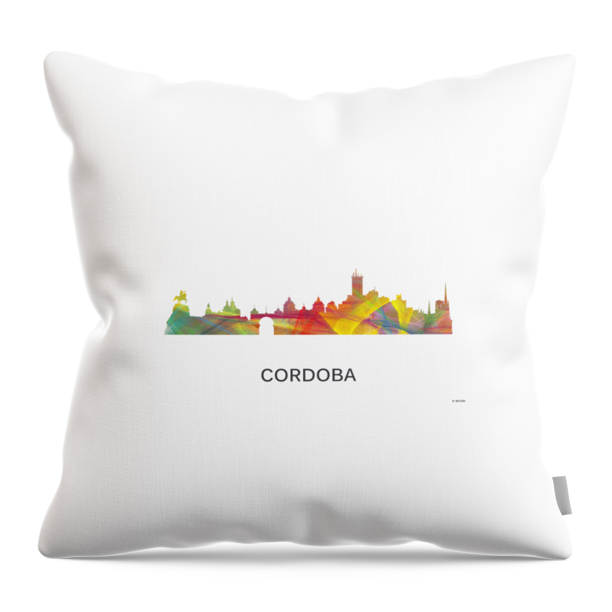Cordoba Argentina Skyline Throw Pillow featuring the digital art Cordoba Argentina Skyline by Marlene Watson