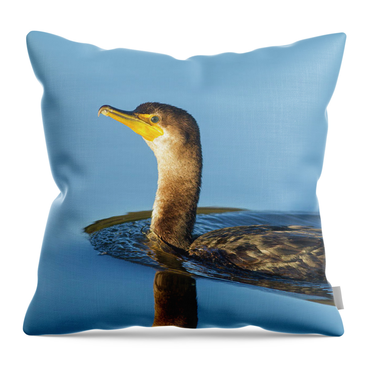 Cormorant Throw Pillow featuring the photograph Cormorant Reflection by Mark Miller