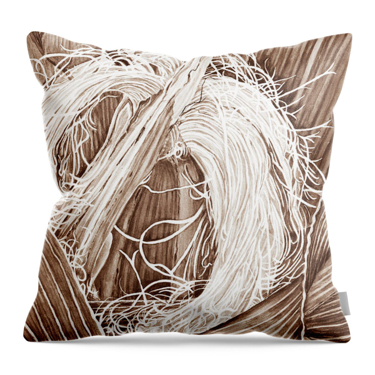 Corn Throw Pillow featuring the digital art Corn Silk - Neutral by Lori Taylor